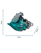 Luxury Aqua Blue Conch Shell Showpiece - Hand Blown Glass with Gold Flakes