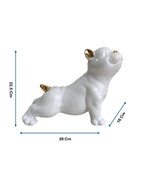 Glossy White Ceramic Puppy Figurine with Golden Accents