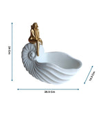Lady Shell Bowl - Coastal White Shell Storage with Gold Figure