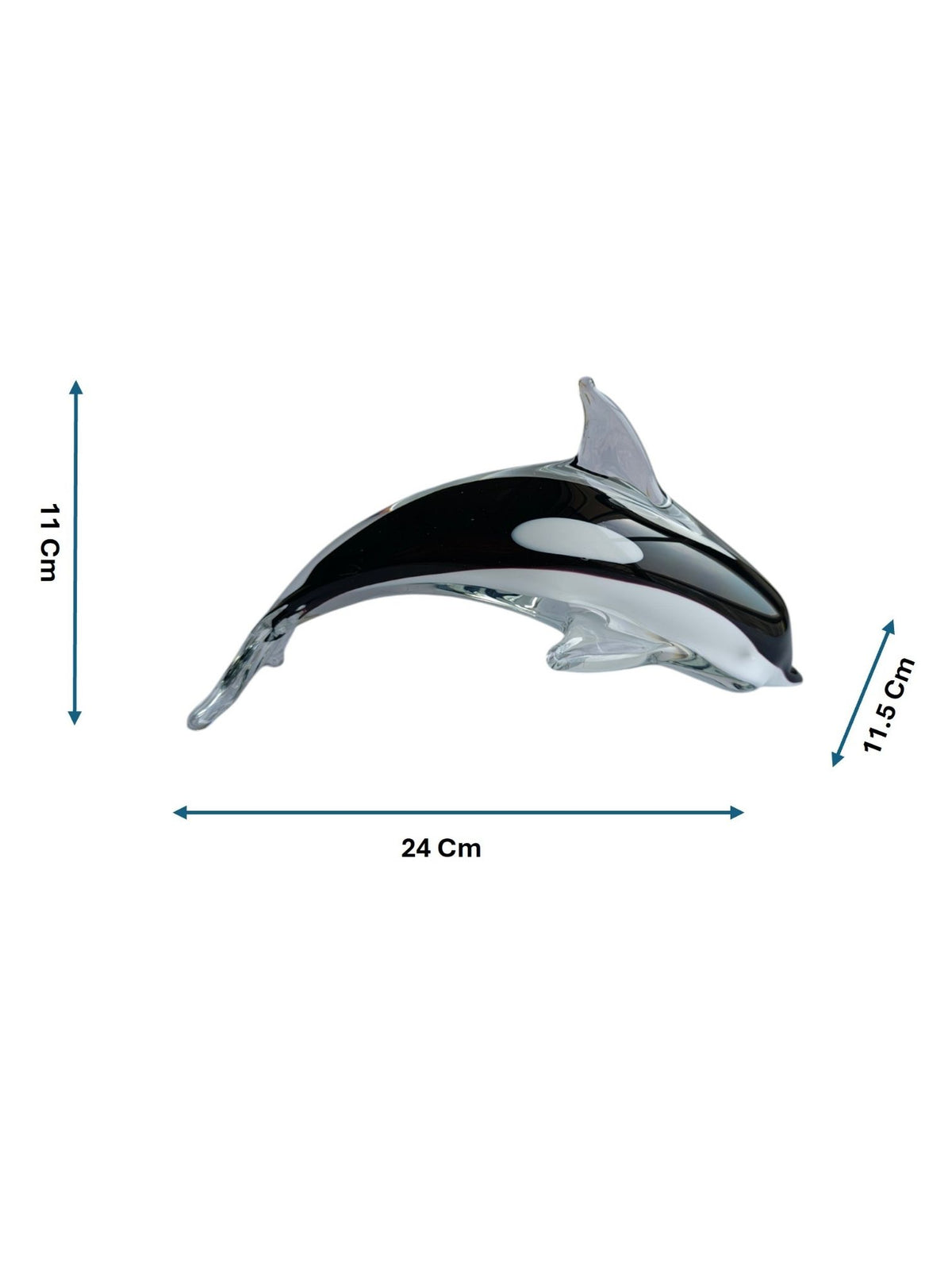 Midnight Orca - Handblown Murano-Style Glass Dolphin Figurine