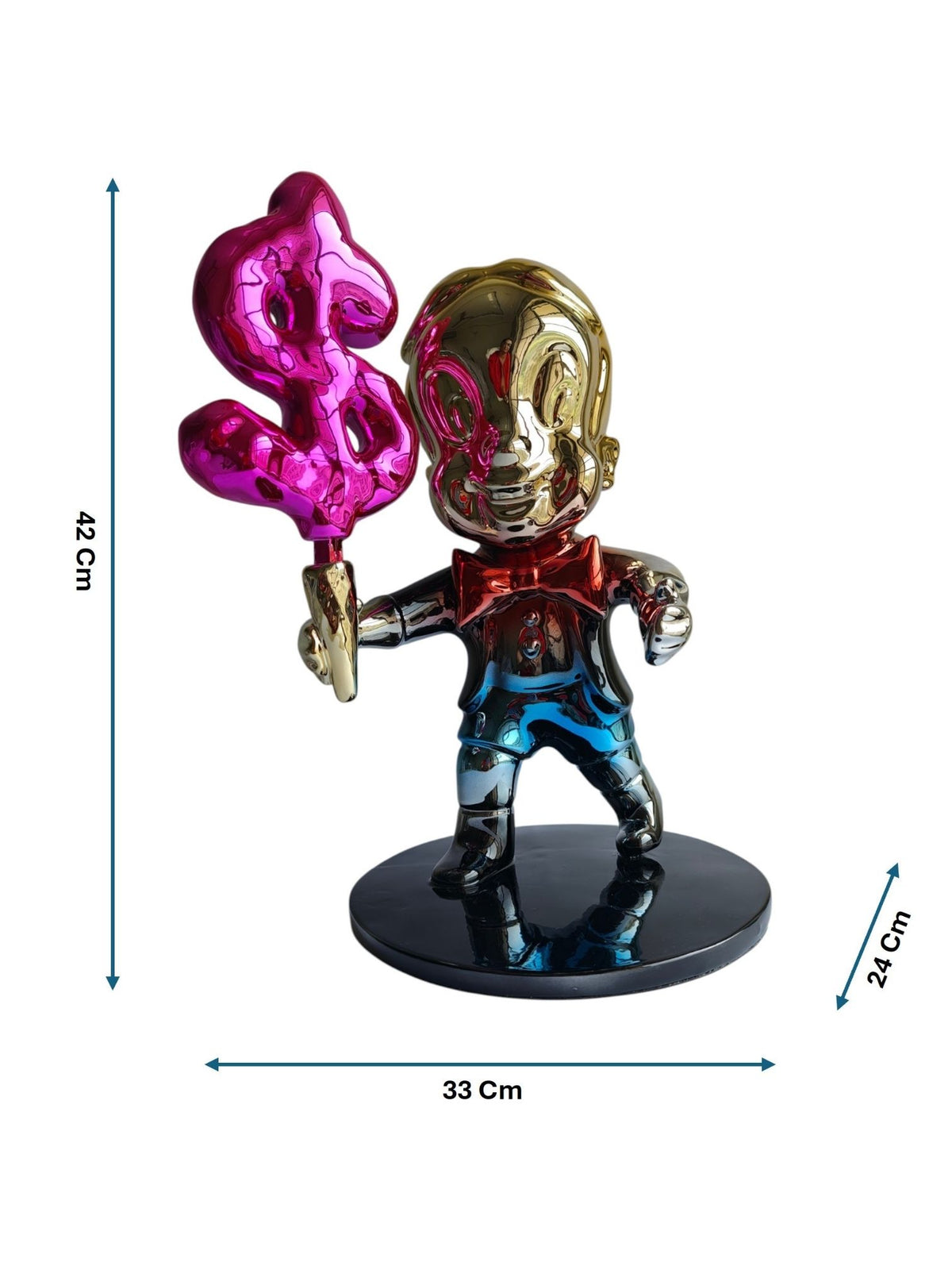 Richie Rich Multi-Colored Chrome Figurine with Pink Dollar Ice Cream Cone
