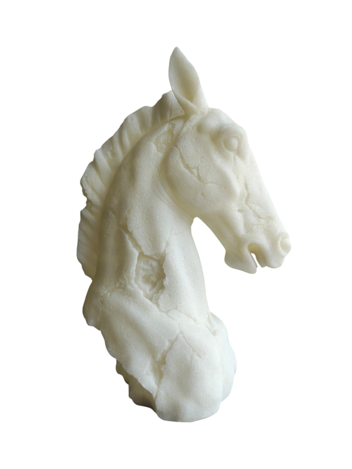 Marble Finish Horse Head Sculpture (White)