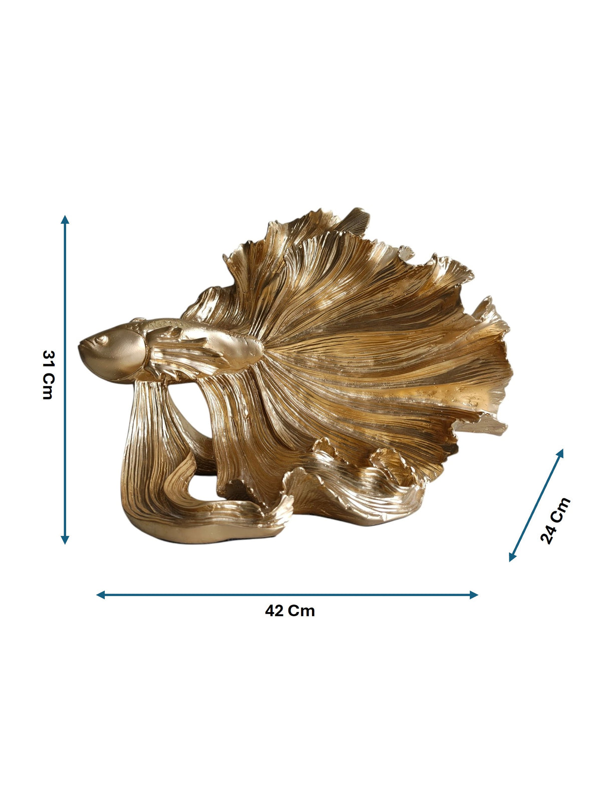Golden Betta Fish Sculpture - Luxe Metallic Statement Decor - Sun Mun Edition