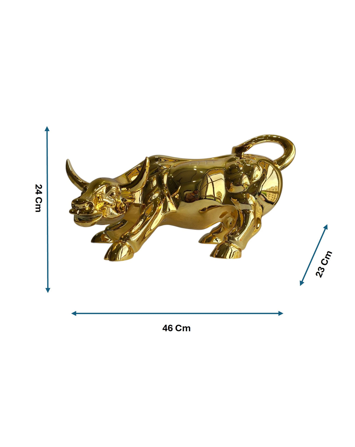 Golden Charging Bull Statue - Luxury Table Showpiece