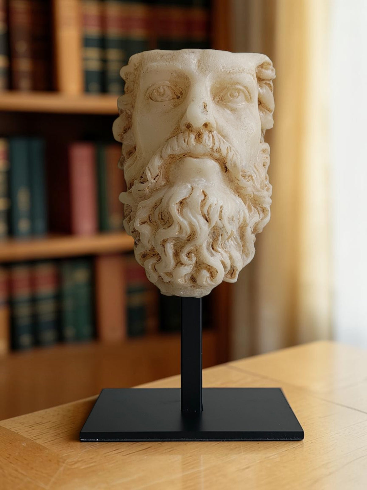 Classic Zeus Face Bust on Stand (Vintage Cream)