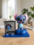 Cute Stitch Desk Buddy - Metal Mesh Pen Holder with Figurine
