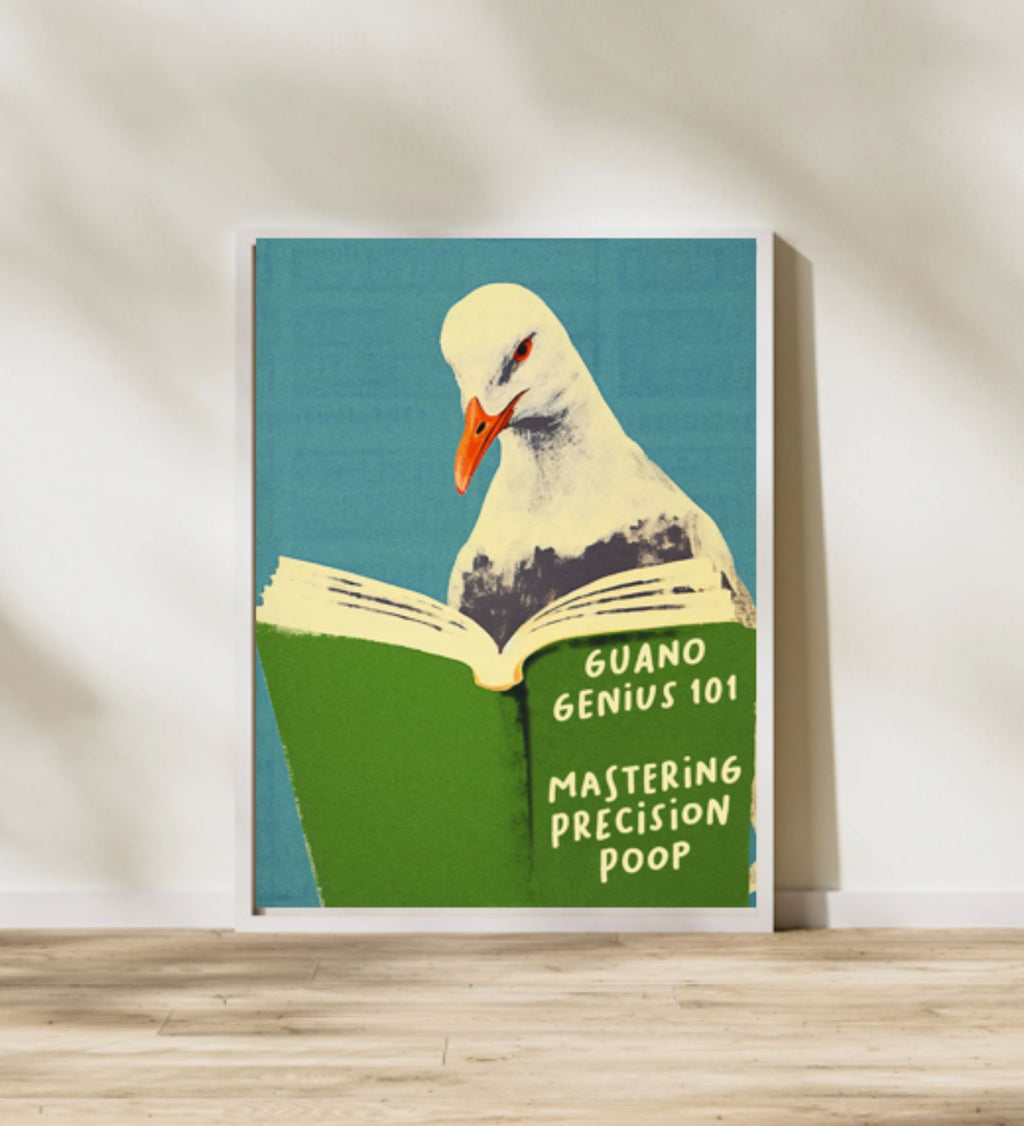 Funny Toilet Pigeon Wall Art Frame