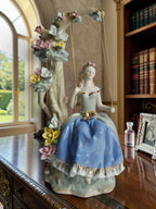 Victorian Girl on Floral Swing Showpiece - Porcelain Princess Figurine