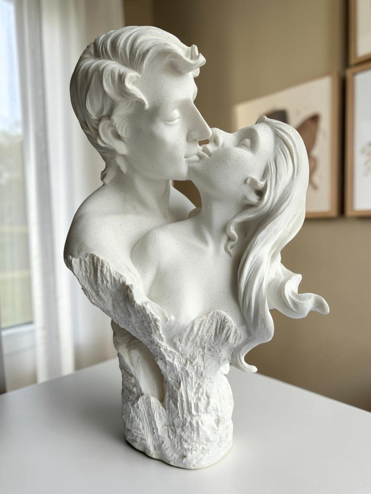 Eternal Love Kissing Couple Bust Showpiece - Romantic Couple Statue