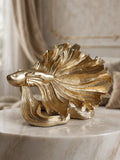 Golden Betta Fish Sculpture - Luxe Metallic Statement Decor - Sun Mun Edition