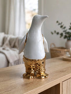 Golden Tux Penguin - Luxury Ceramic Vase Figurine