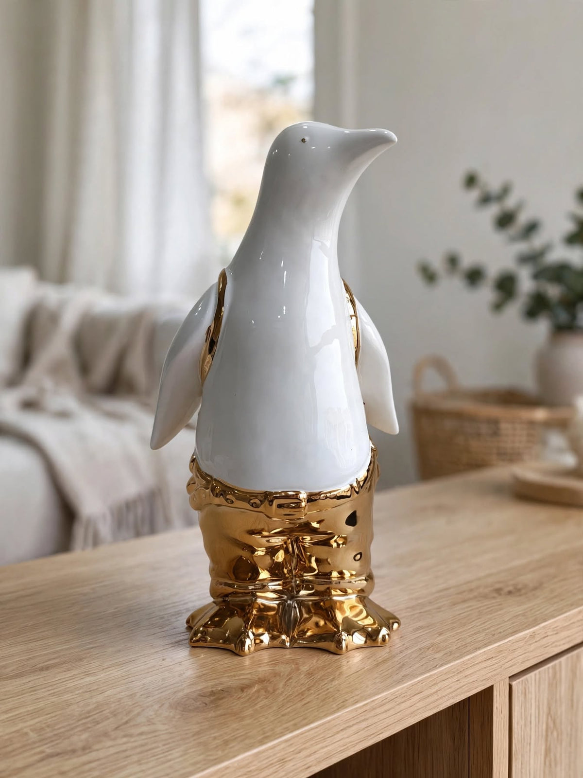 Golden Tux Penguin - Luxury Ceramic Vase Figurine