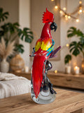 Vibrant Red Parrot Glass Decorative Figurine