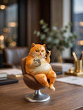 Boss Cat - Millionaire Cat on Swivel Chair with Money & Phone Figurine