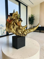 Golden Rhino Butterfly Sculpture - Luxury Resin Table Decor