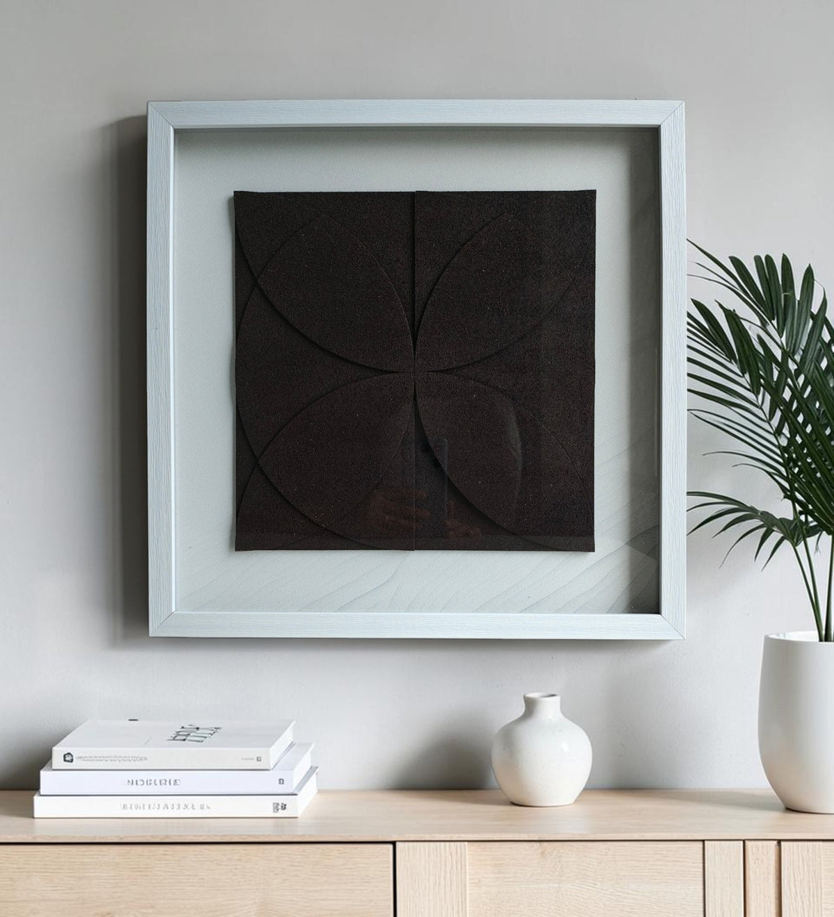 Midnight Bloom  Textured Geometric Wall Art