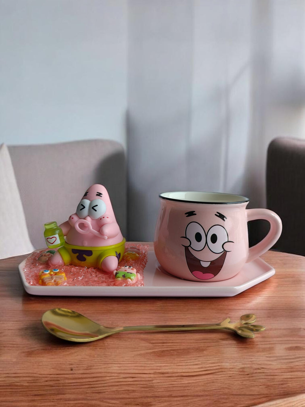 PatrickStar 3D- Mug & Tray Set- Bubble Blower Edition