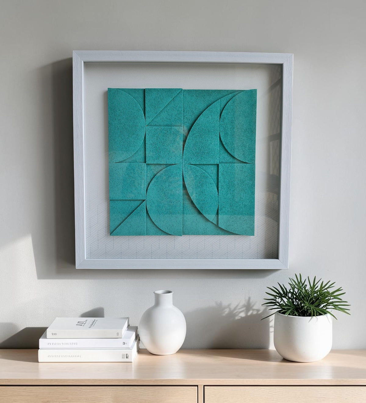 Aqua Harmony | Textured Geometric Wall Art Frame