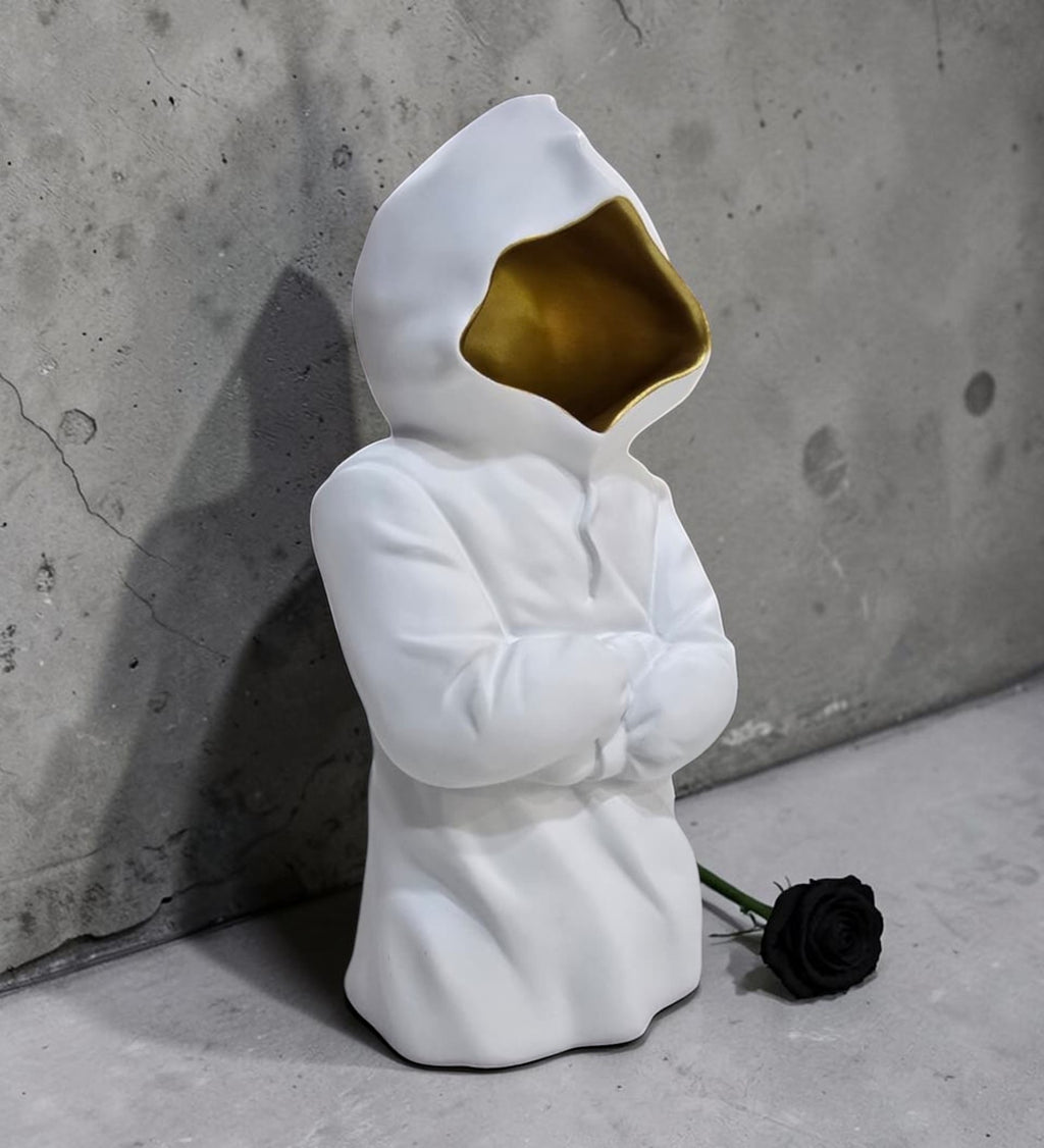 White & Golden Ceramic Premium Hollow Man
