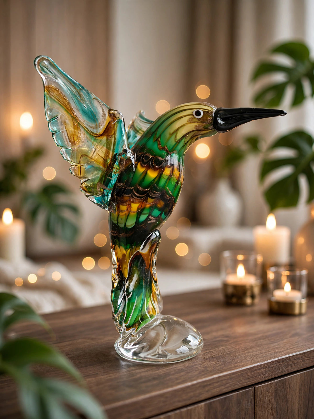 Emerald Crystal Hummingbird Decorative Figurine