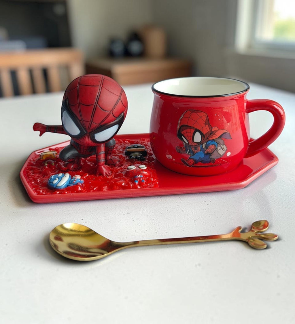 Spider-Man 3D- Mug & Tray Set Holding Bag - Web Landing Edition