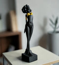 Premium & Elegant Black Polyresin Golden Strip Standing Lady