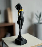 Premium & Elegant Black Polyresin Golden Strip Standing Lady