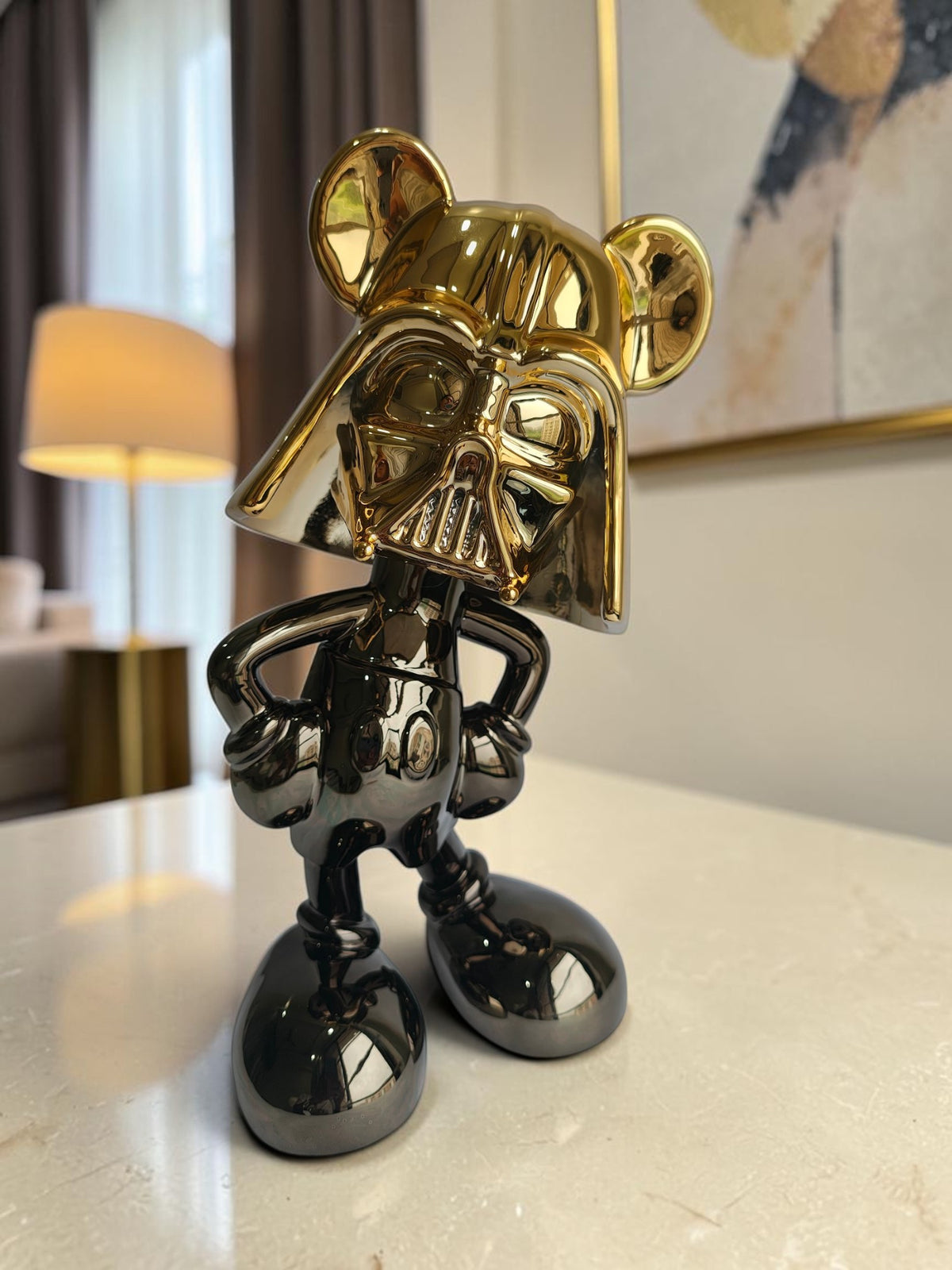 Star Wars Mickey Mouse Sculpture - Black & Gold Luxury Table Decor