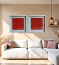 Luxury Orange Abstract Wooden Wall Frame Set of 2