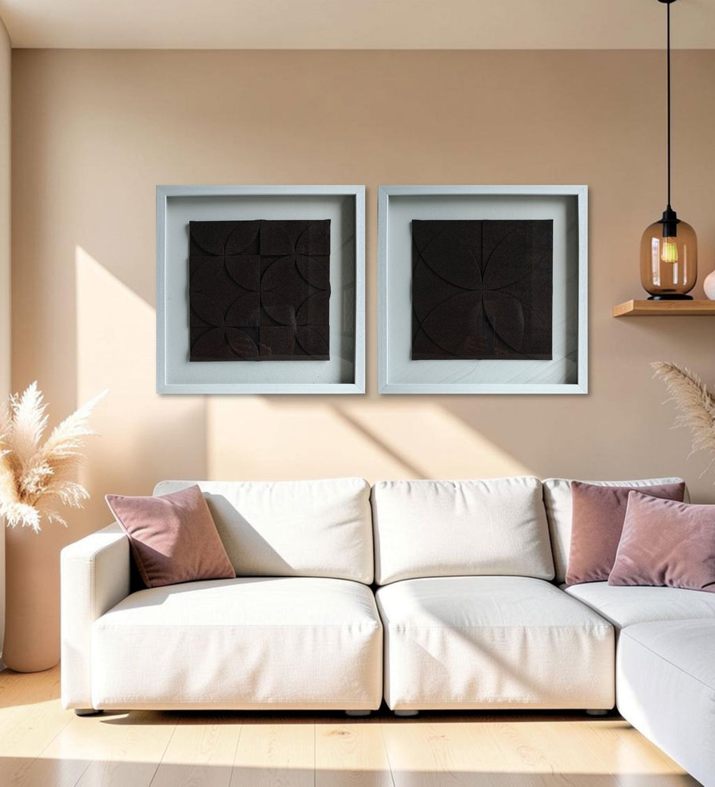 Modern Monochrome Geometric Wall Art Set of 2