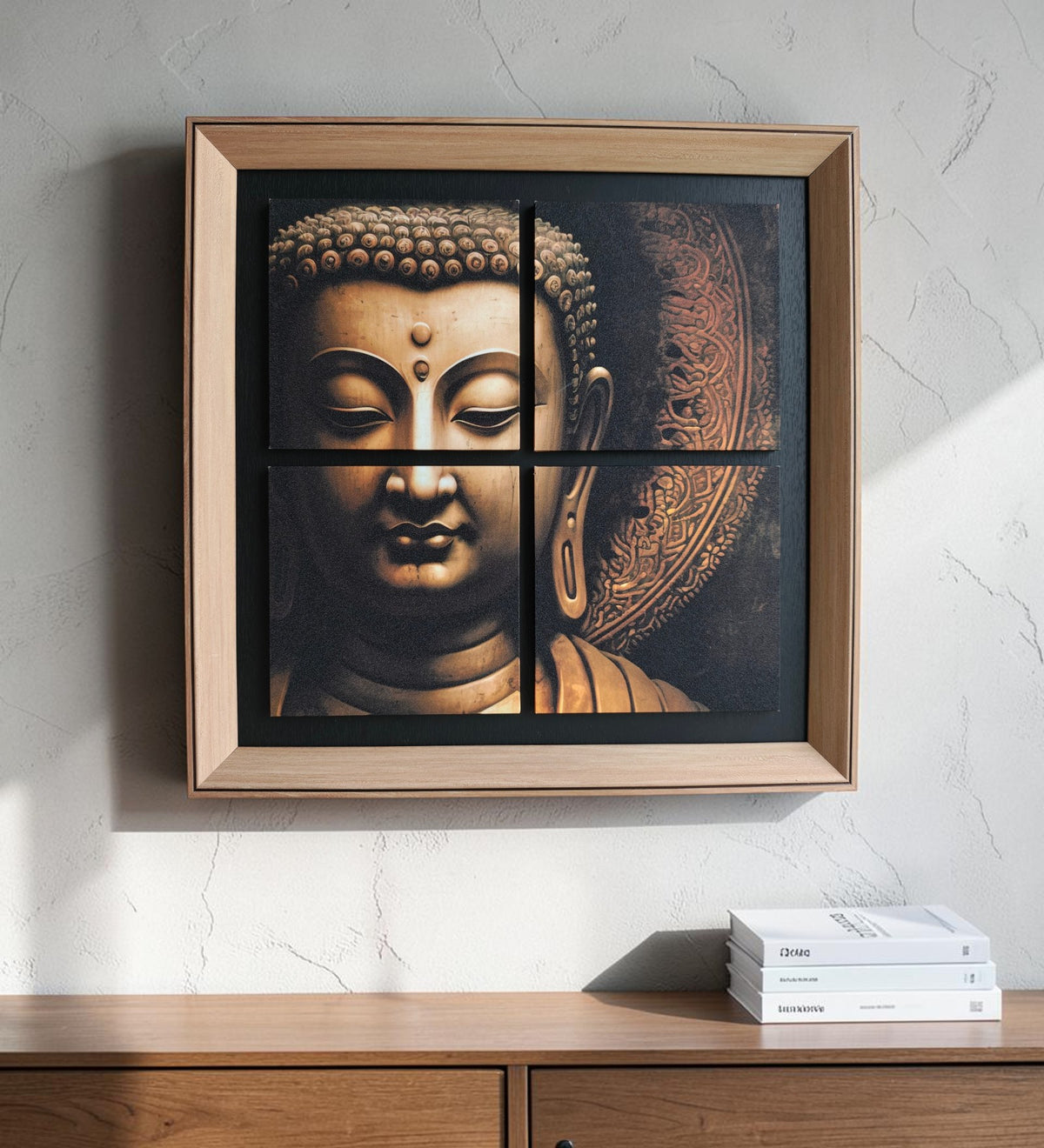 Zen Buddha Harmony Wall Art Frame : 4 Panel Spiritual Decor