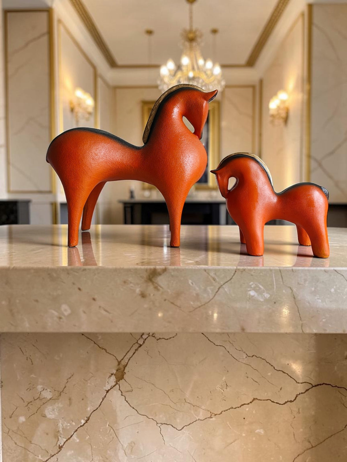 Nordic Harmony Horse Duo : Modern Decorative Sculpture Set