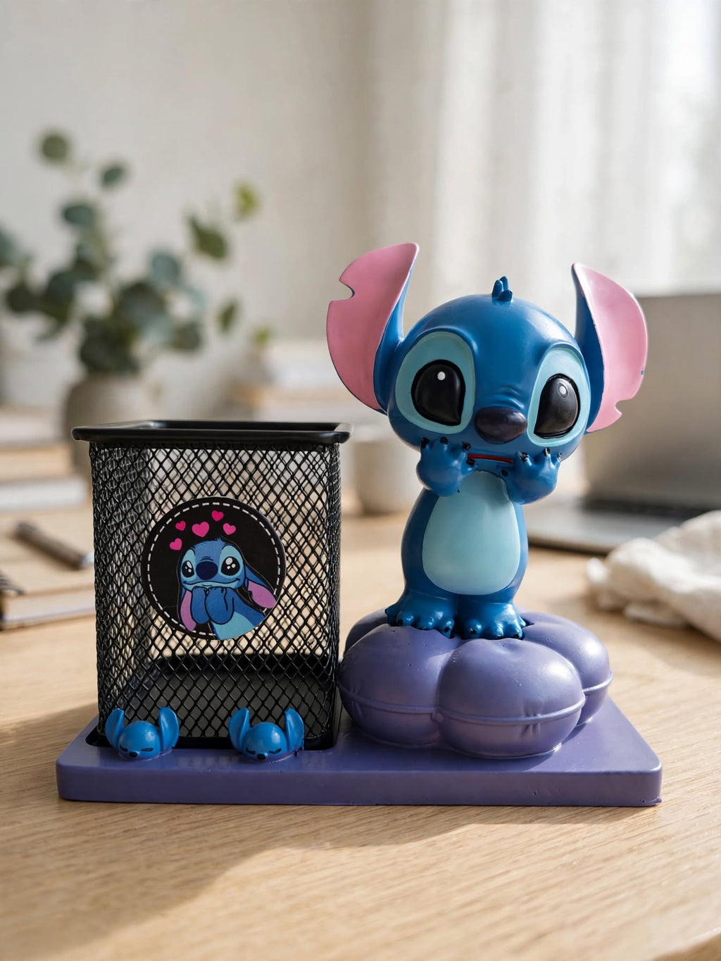 Shy Stitch Pen Stand - Kawaii Desk Organizer for Kids