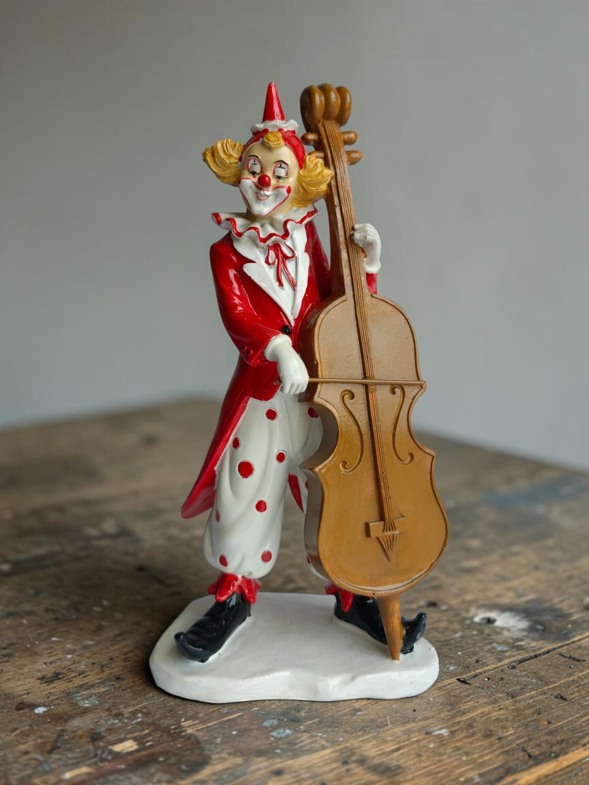 Cello Musician Clown Figurine
