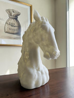 Marble Finish Horse Head Sculpture (White)