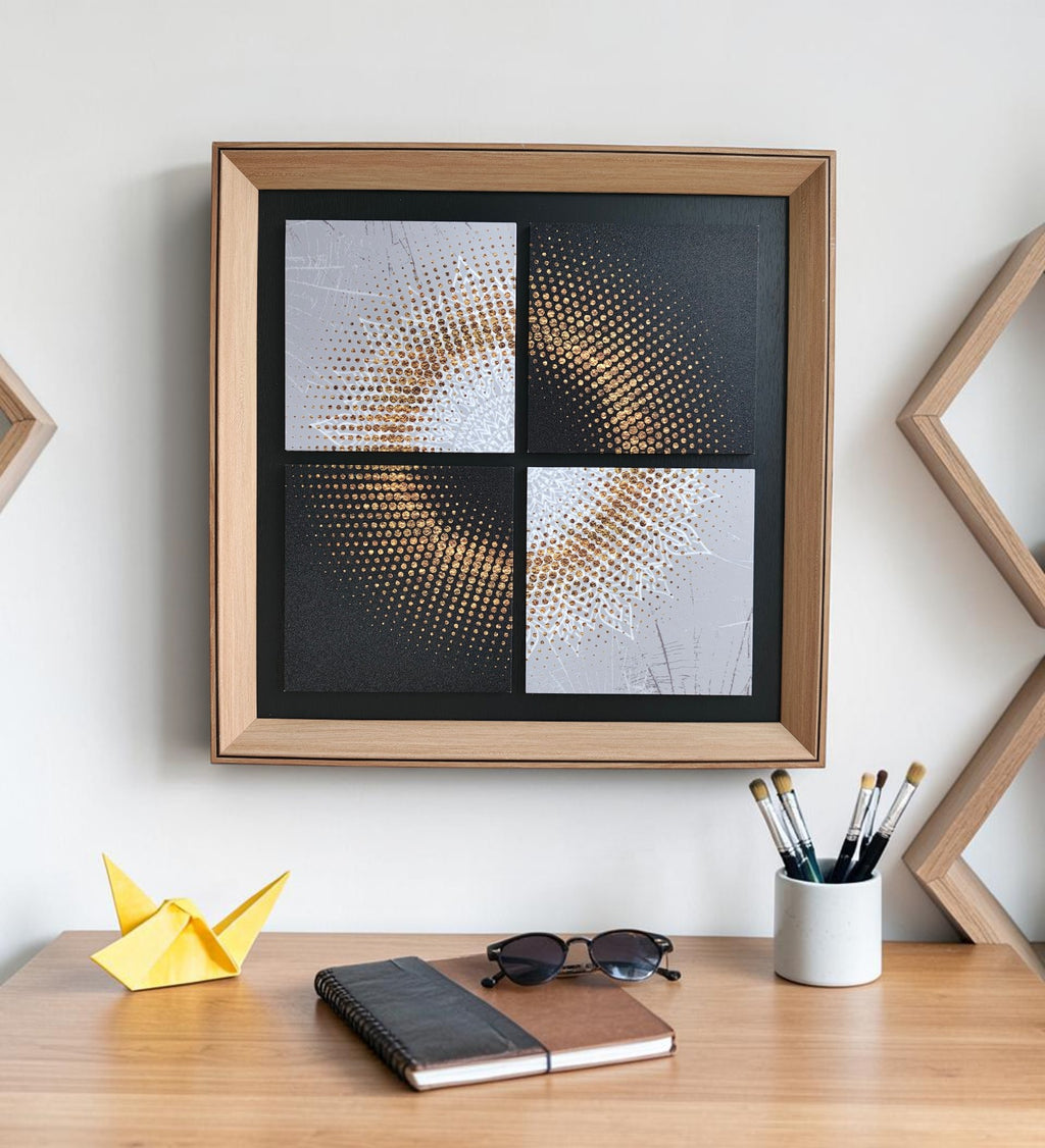 Sunburst Symphony Modern Wall Art - Modern 4 Panel Decor