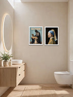 Quirky Bathroom Classics Poster Set of 2 – Funny Vintage Wall Art