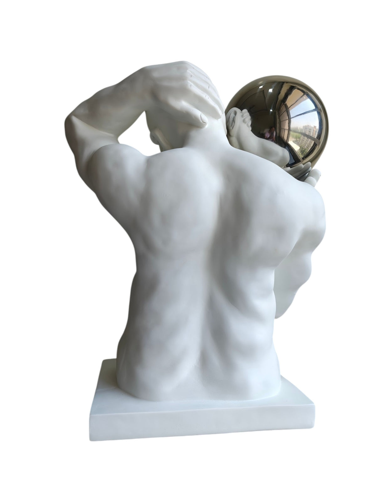 Atlas Strength Sculpture with Chrome Sphere
