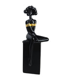 Black Bubble Hair Sitting Lady