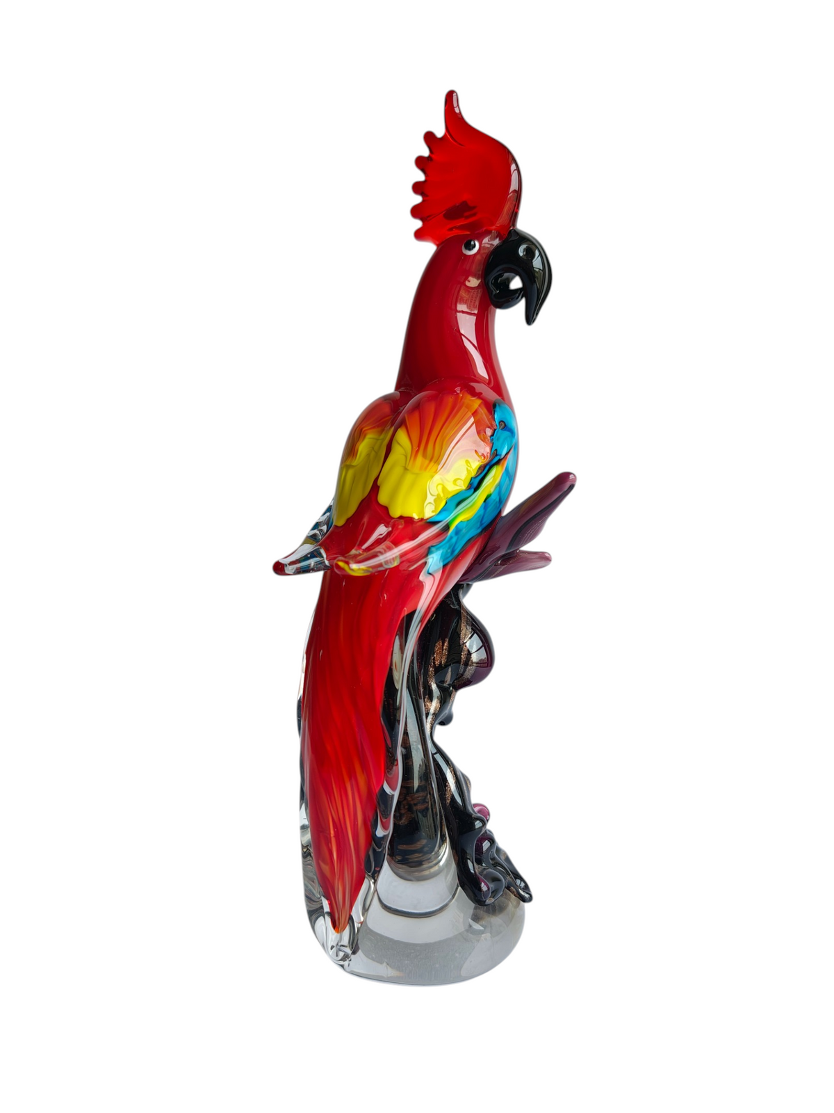 Vibrant Red Parrot Glass Decorative Figurine