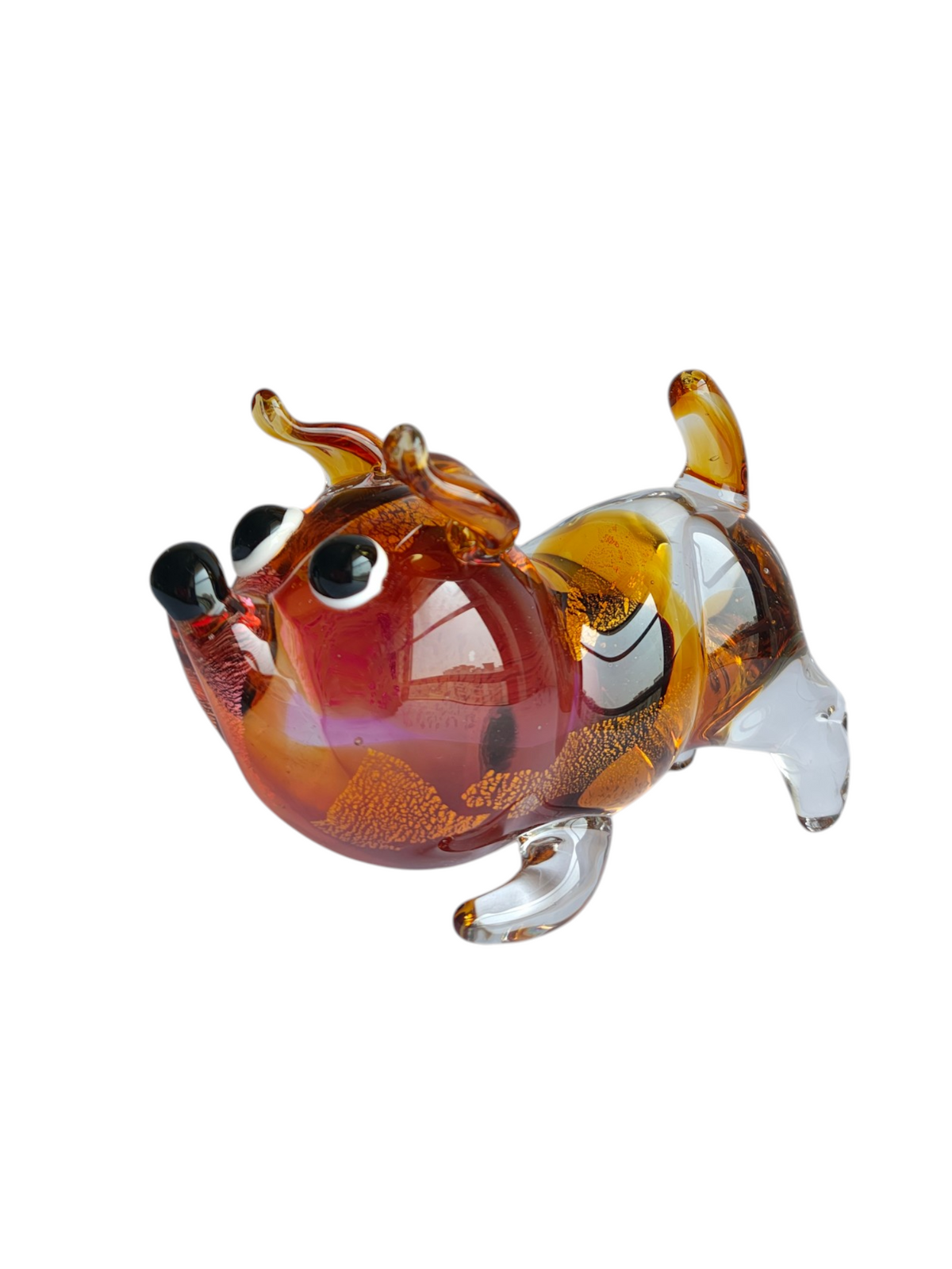 Multicolored Glass Dog Decorative Figurine – Amber & Crystal Finish