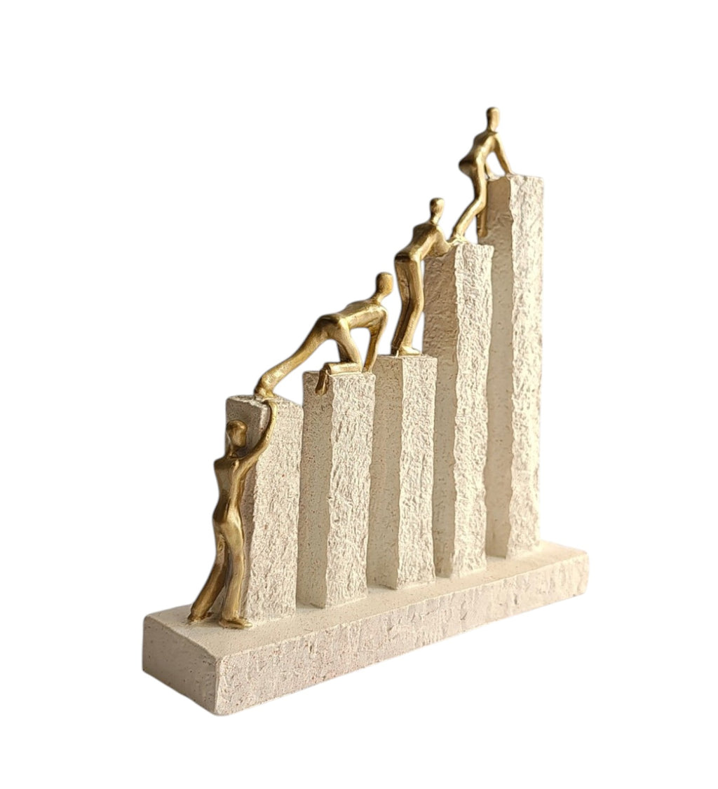 5 men climbing on pillers