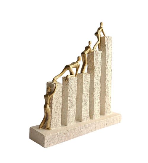5 men climbing on pillers