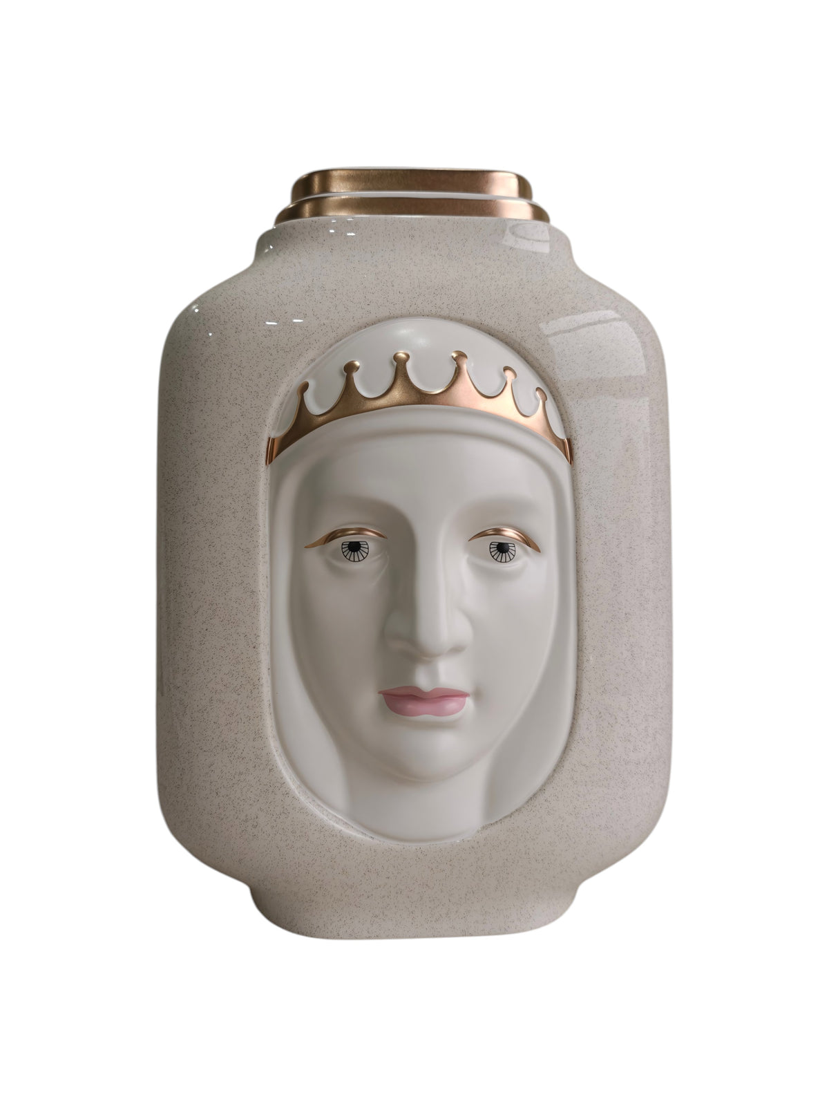 Royal Face Ceramic Vase with Crown Design