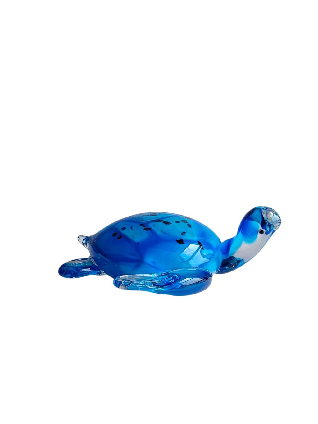 Blue Ocean Glass Turtle Showpiece - Coastal Ocean Animal Art Glass