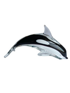 Midnight Orca - Handblown Murano-Style Glass Dolphin Figurine