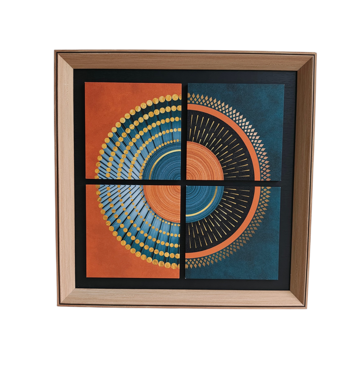 Golden Orbit Abstract Wall Decor  - Modern 4 Panel Decor