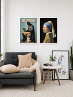 Quirky Bathroom Classics Poster Set of 2 – Funny Vintage Wall Art
