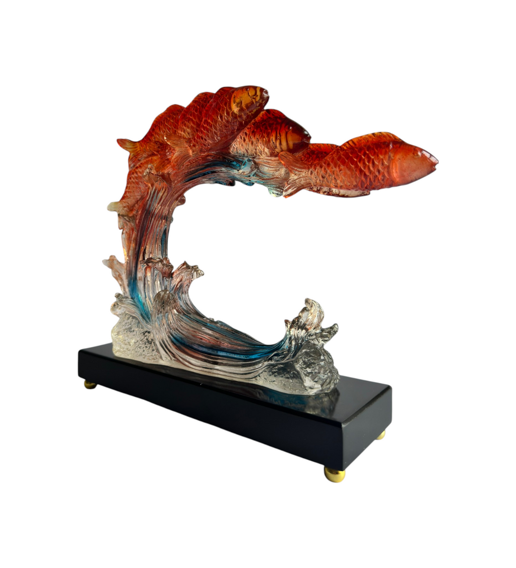 Premium Koi Fish Wave Decorative Showpiece
