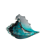Luxury Aqua Blue Conch Shell Showpiece - Hand Blown Glass with Gold Flakes